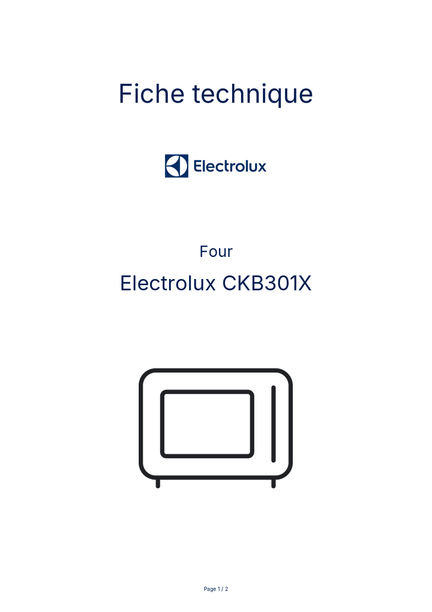Page n°1 - Fiche technique Electrolux CKB301X