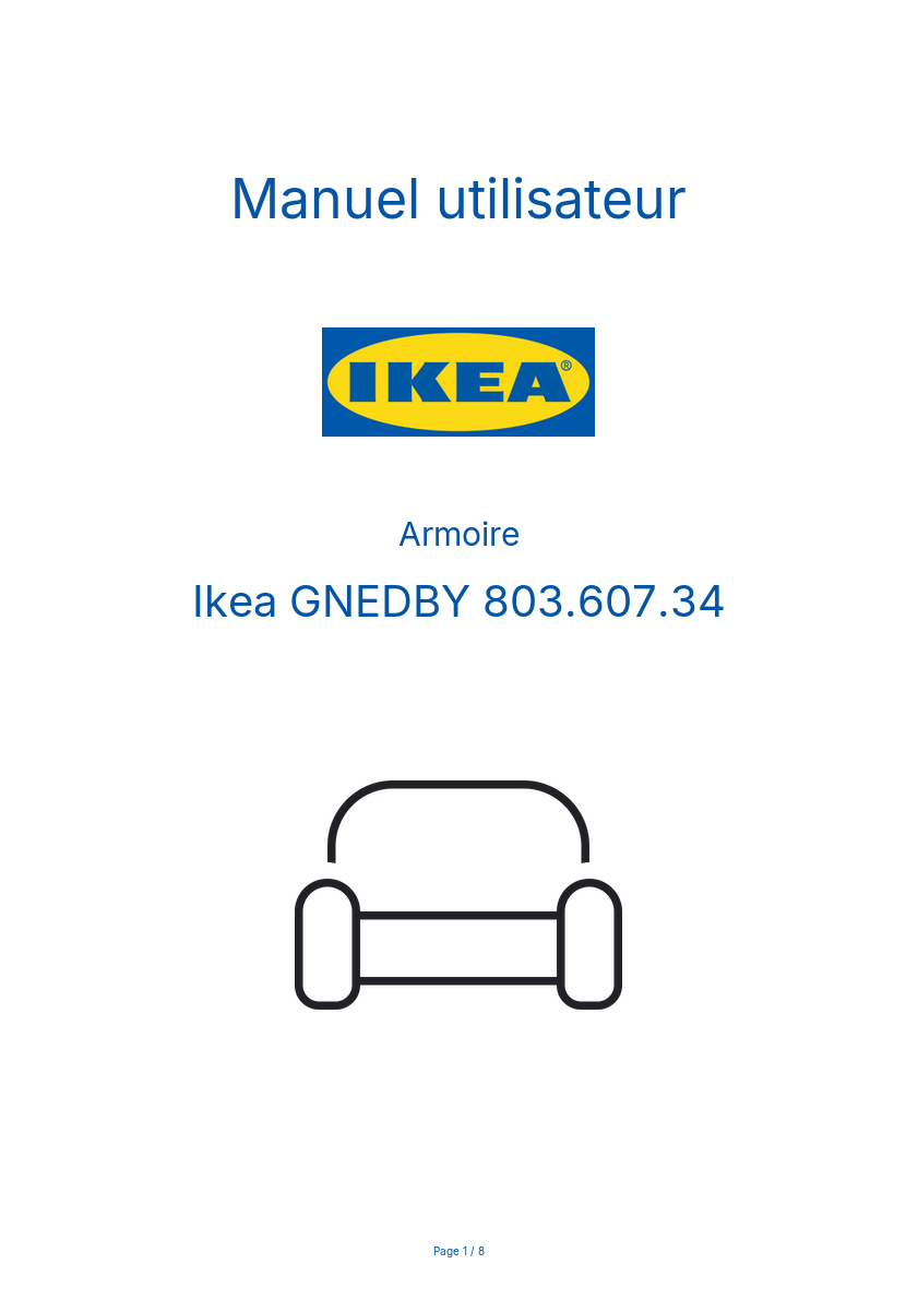 Page 1 de la notice Manuel utilisateur Ikea GNEDBY 803.607.34