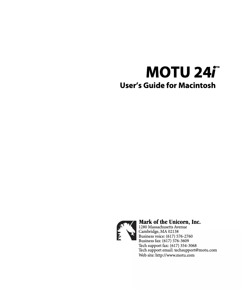 Page 1 de la notice Manuel utilisateur Motu 24I