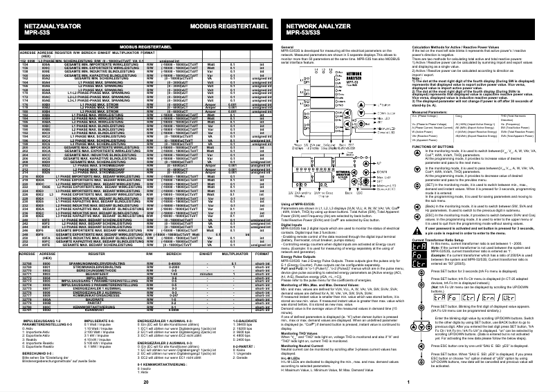Page 1 de la notice Manuel utilisateur ENTES MPR-53S-96