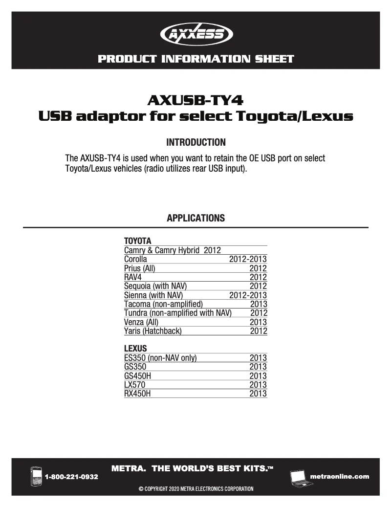 Image de la première page du manuel de l'appareil AXUSB-TY4