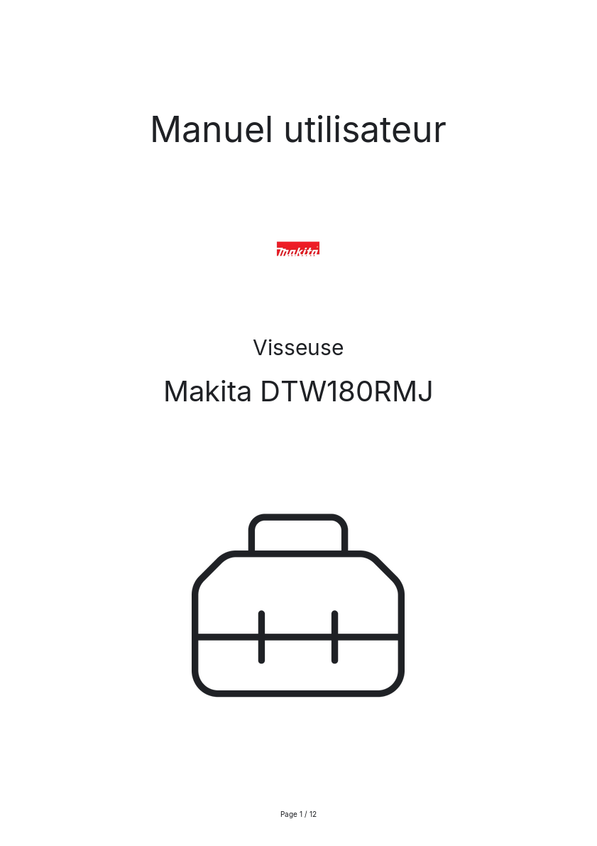Page n°1 - Manuel utilisateur Makita DTW180RMJ