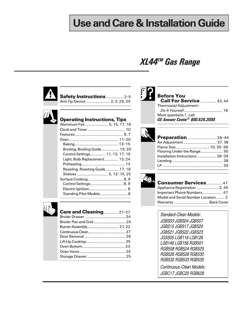 Página 1 del manual Manual de uso y mantenimiento GE JGBC17PEAWH