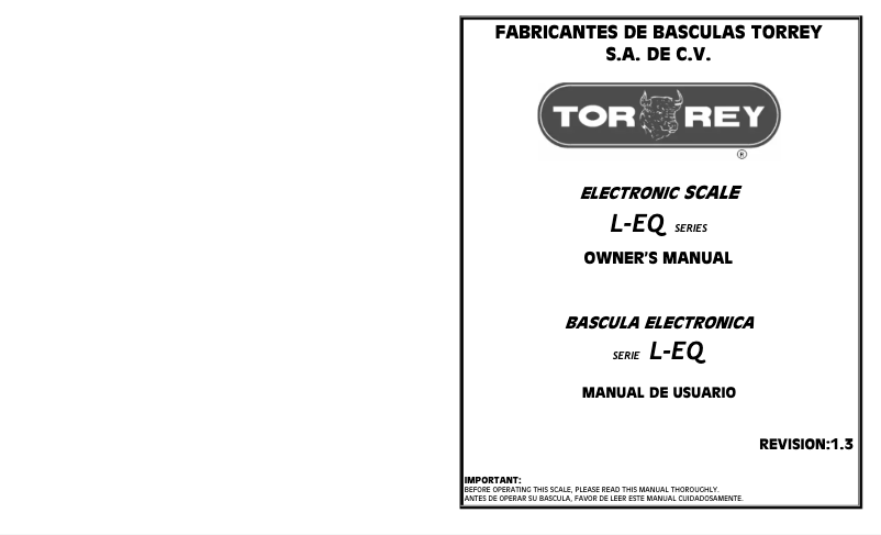 Page n°1 - Manuel utilisateur Tor Rey L-EQ-5/10