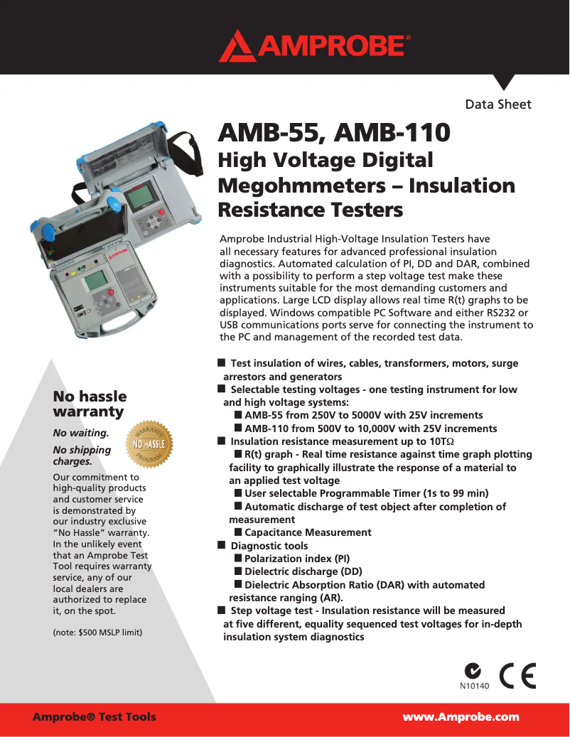 Page n°1 - Fiche technique Amprobe AMB-110