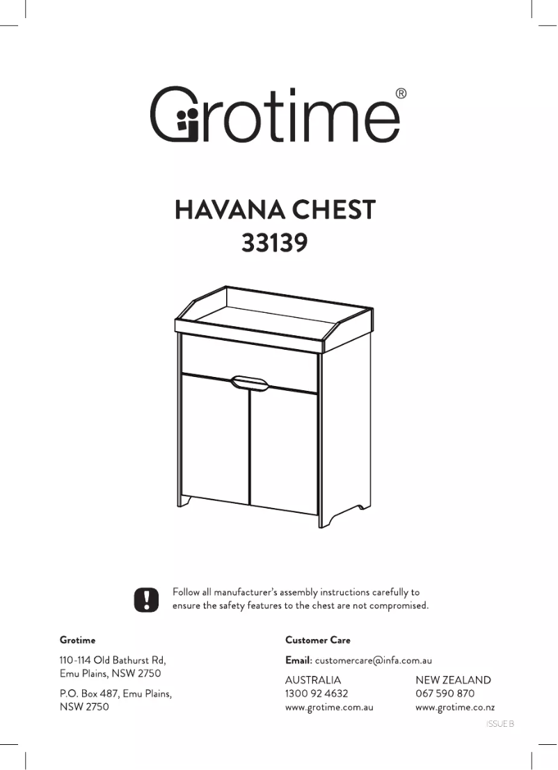 Page 1 de la notice Manuel utilisateur Grotime Havana Chest