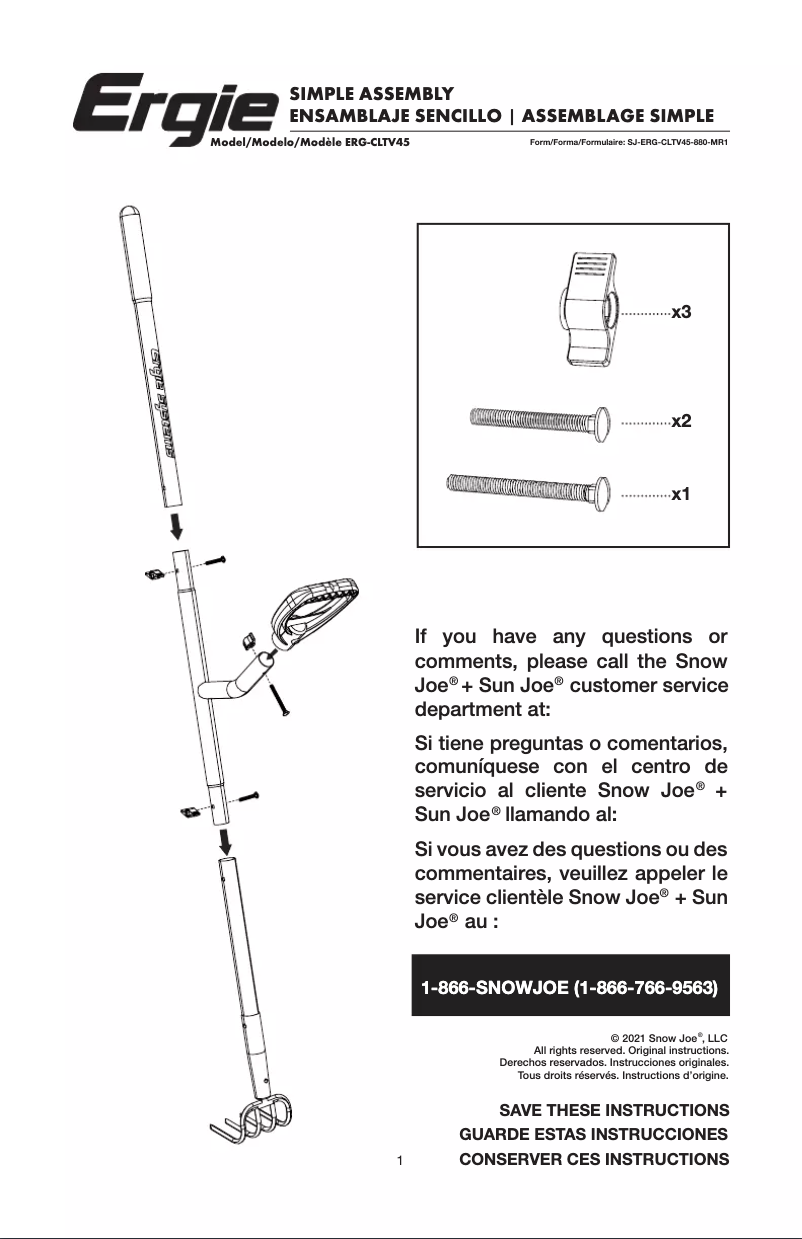 Page n°1 - Manuel utilisateur Ergie ERG-CLTV45