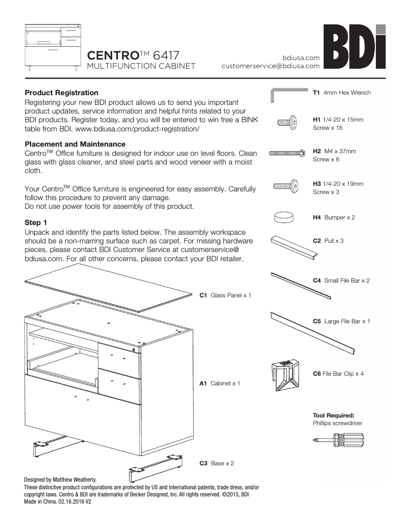 Page n°1 - Manuel utilisateur BDI Centro 6417