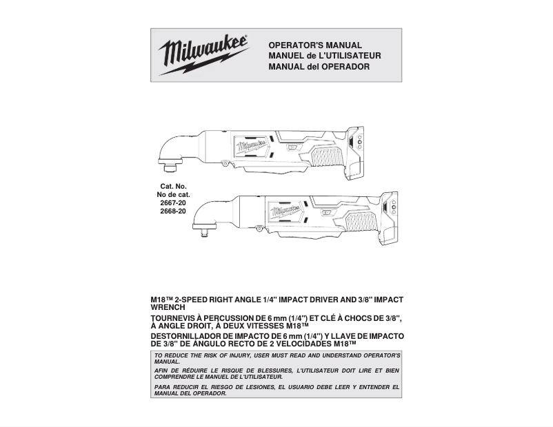 Page n°1 - Manuel utilisateur Milwaukee 2667-20