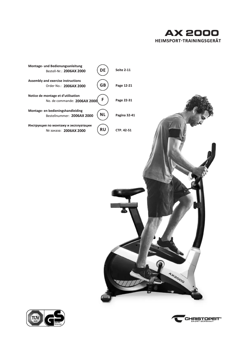 Page 1 de la notice Manuel utilisateur Christopeit AX 2000