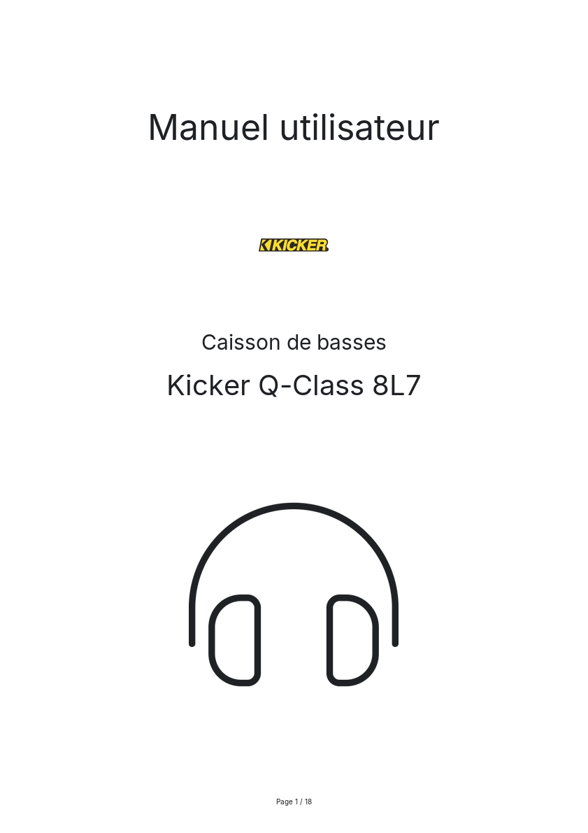 Page n°1 - Manuel utilisateur Kicker Q-Class 8L7