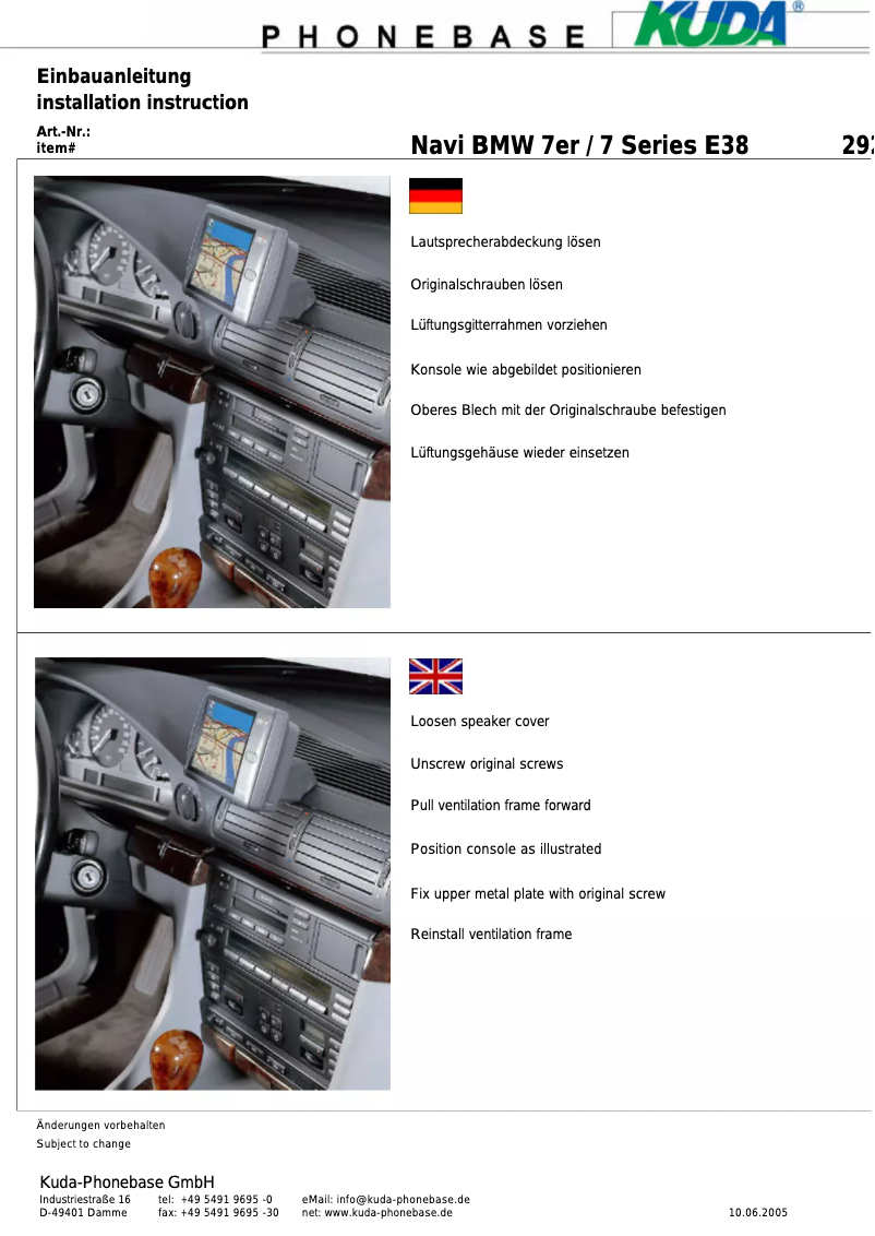 Page 1 de la notice Manuel utilisateur Kuda 292055