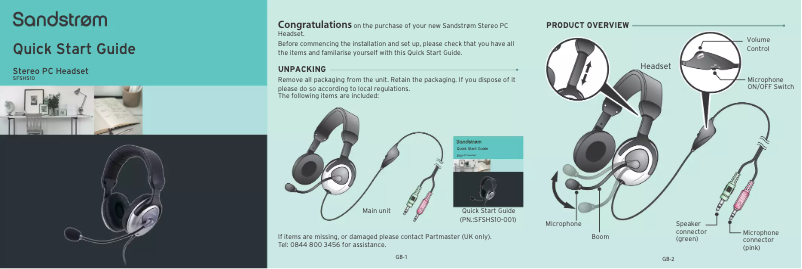 Page 1 de la notice Manuel utilisateur Sandstrøm SFSHS10