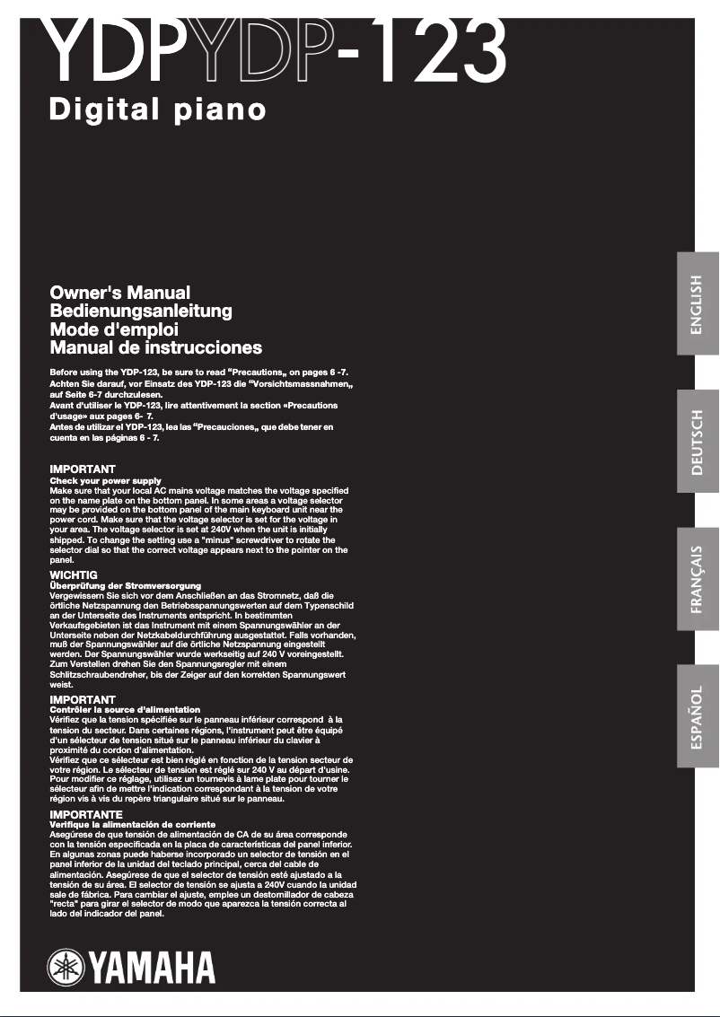 Image de la première page du manuel de l'appareil YDP-123