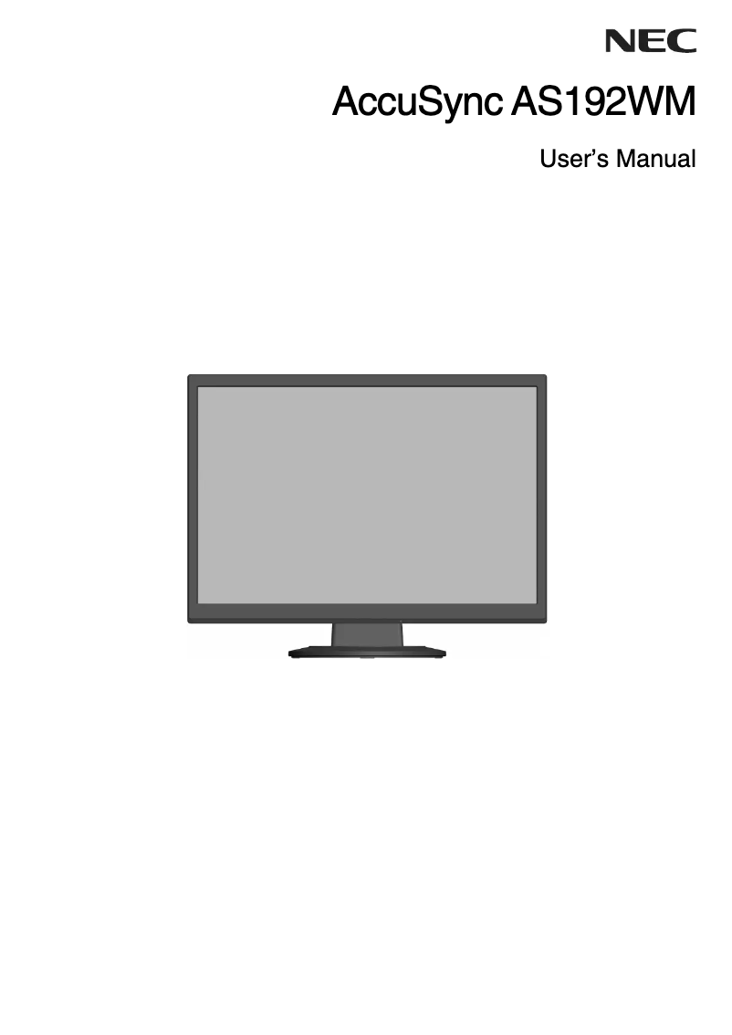 Page 1 de la notice Manuel utilisateur NEC AccuSync AS192WM