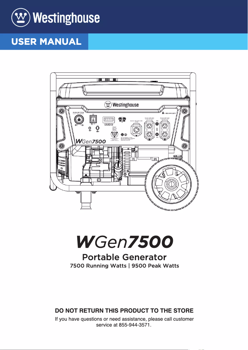 Page n°1 - Manuel utilisateur Westinghouse WGen7500