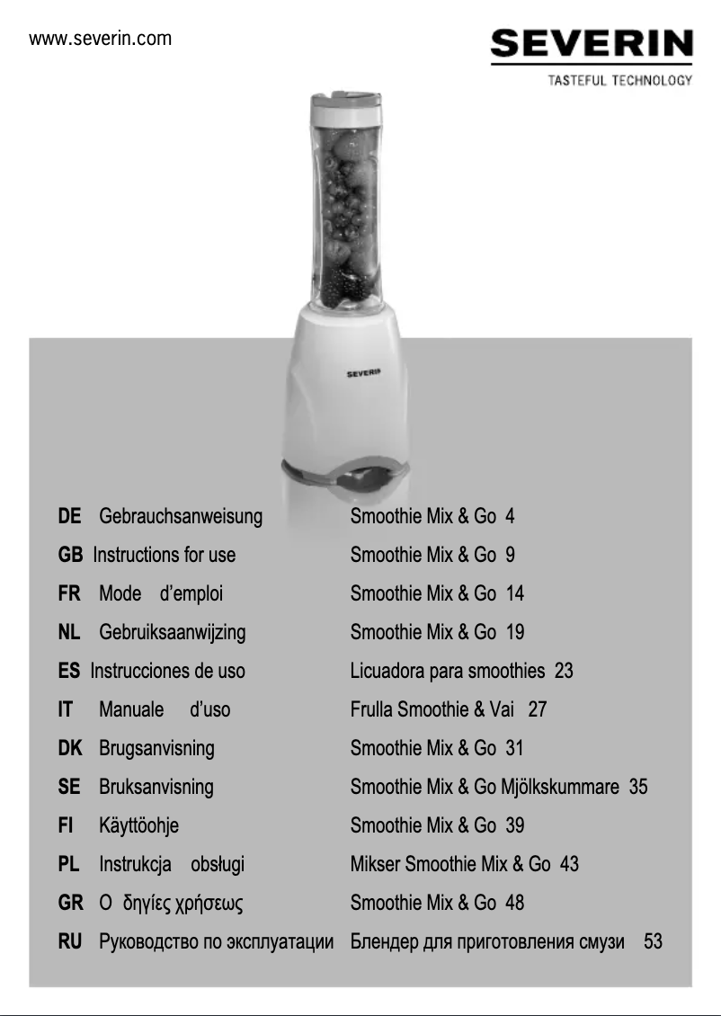 Page 1 de la notice Manuel utilisateur Severin SM 3747