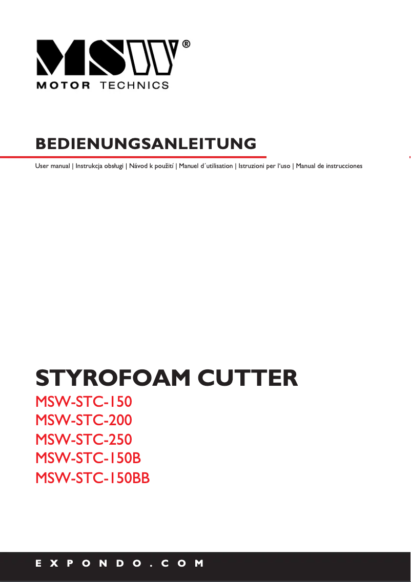 Page n°1 - Manuel utilisateur MSW MSW-STC-250