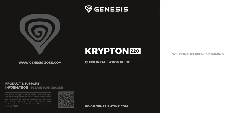 Page 1 de la notice Manuel utilisateur Genesis Krypton 200