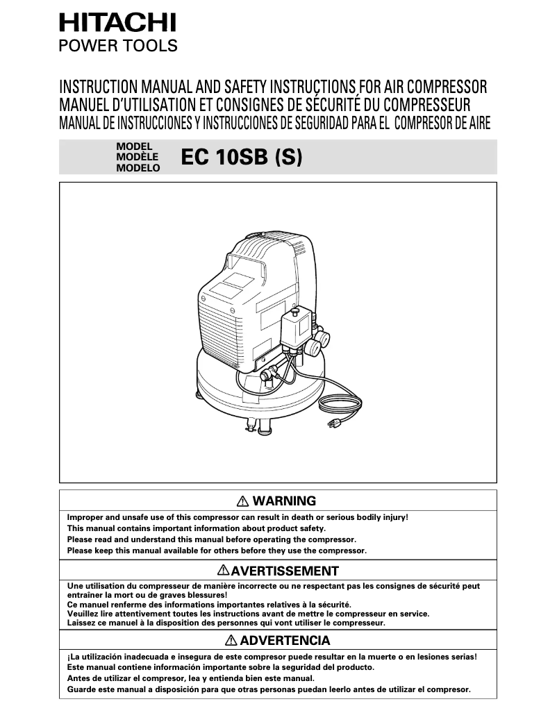 Page n°1 - Manuel utilisateur Hitachi EC 10SB (S)