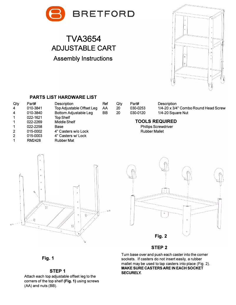Page 1 de la notice Manuel utilisateur Bretford TVA3654-E5
