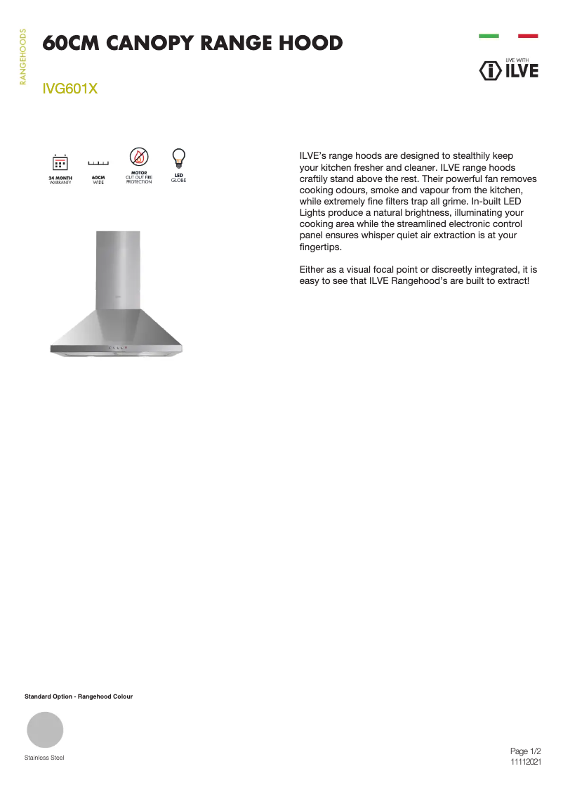 Page 1 de la notice Manuel utilisateur Ilve IVG601X