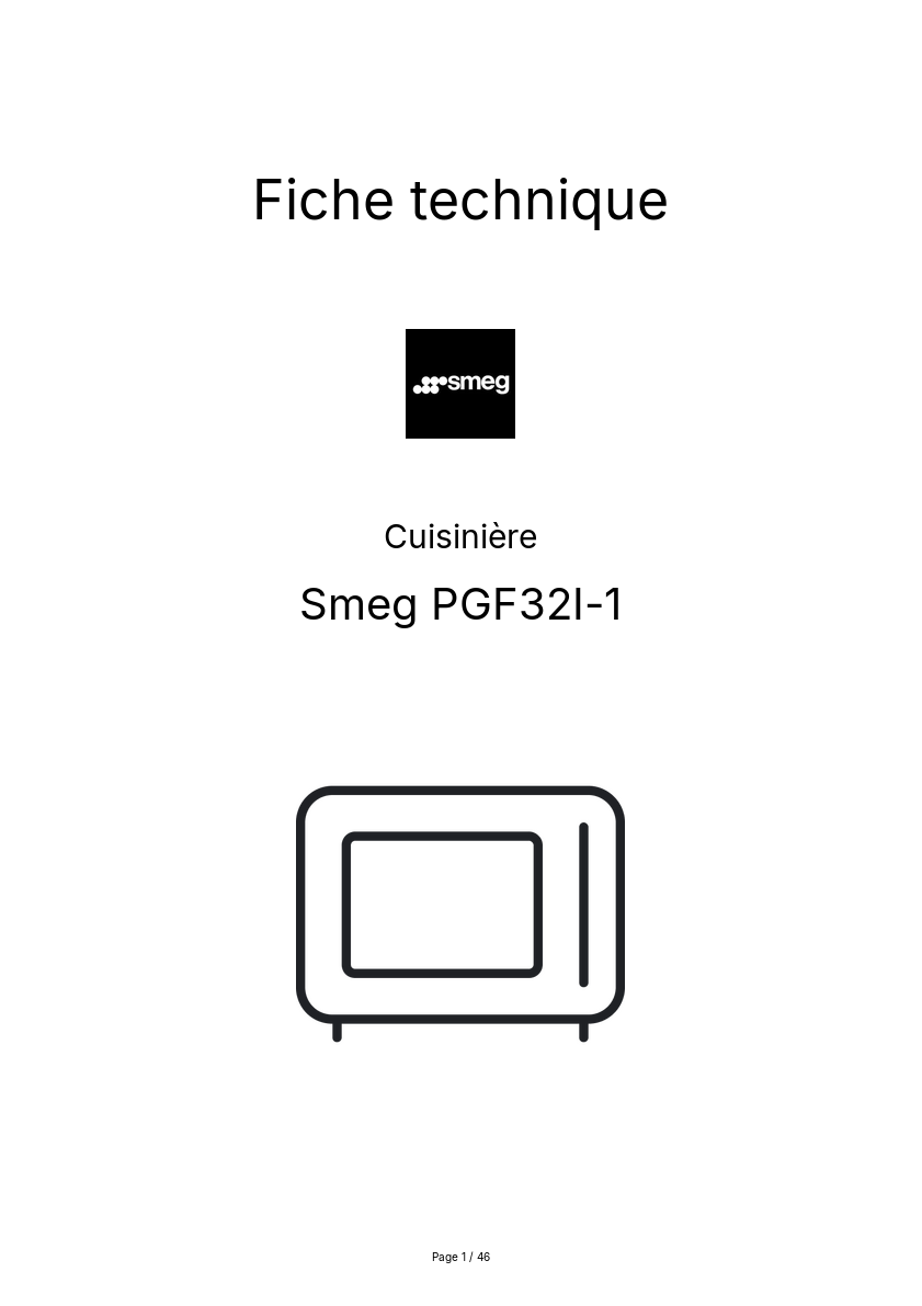 Page n°1 - Fiche technique Smeg PGF32I-1
