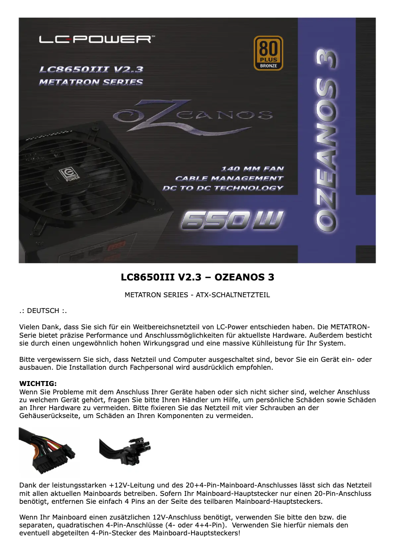 Image de la première page du manuel de l'appareil Ozeanos 3 LC8650III V2.3