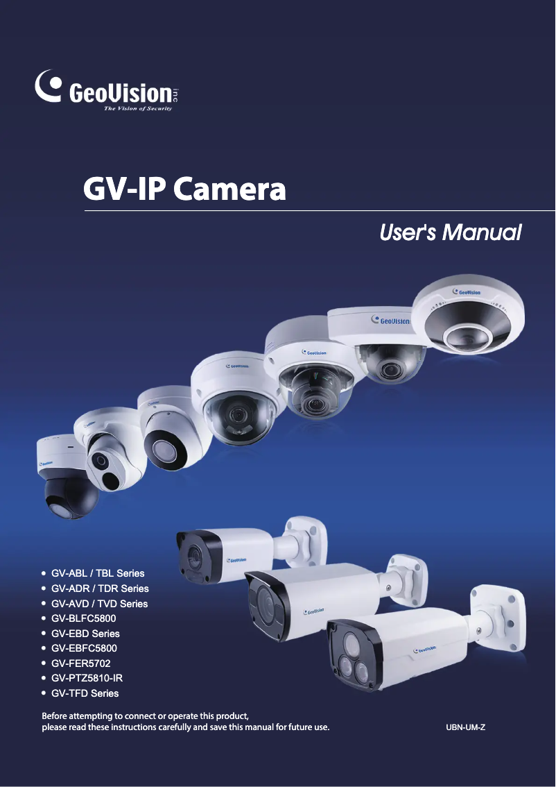 Page n°1 - Manuel utilisateur Geovision GV-TDR8805