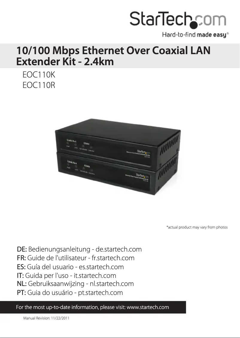 Page n°1 - Manuel utilisateur StarTech.com EOC110R