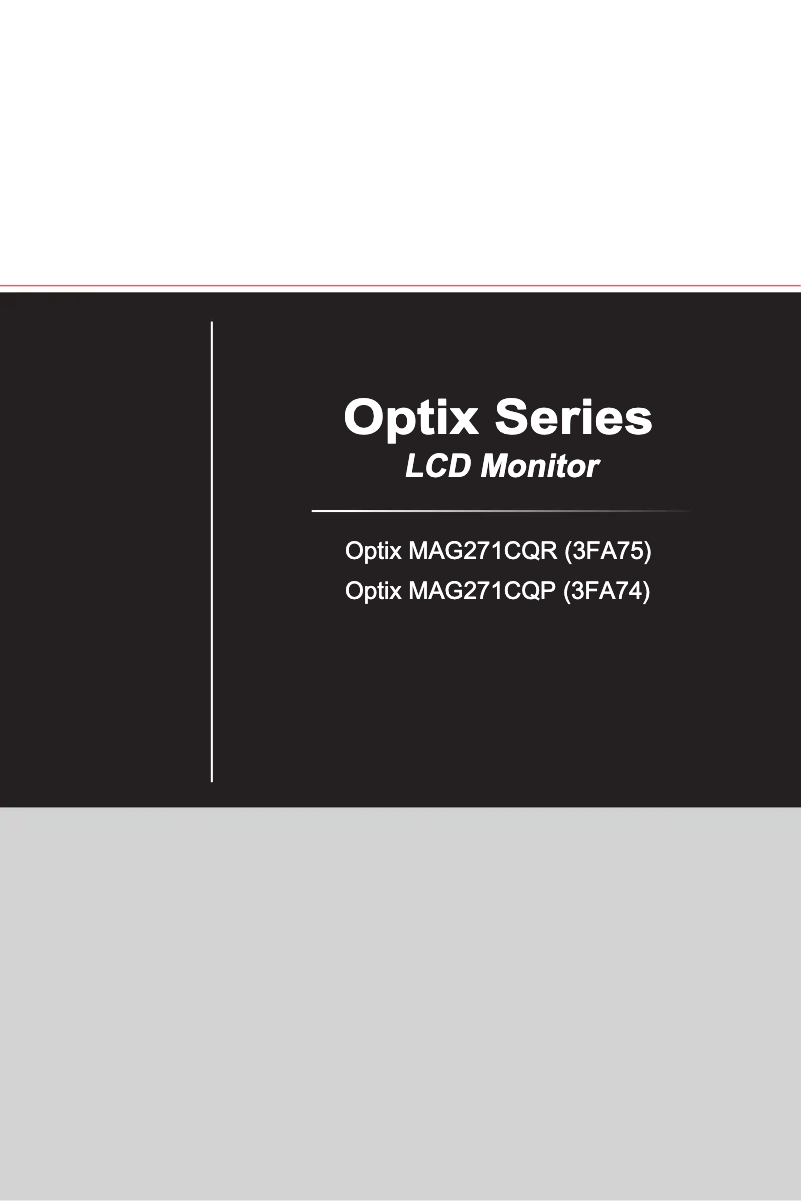 Page 1 de la notice Manuel utilisateur MSI Optix MAG271CQP