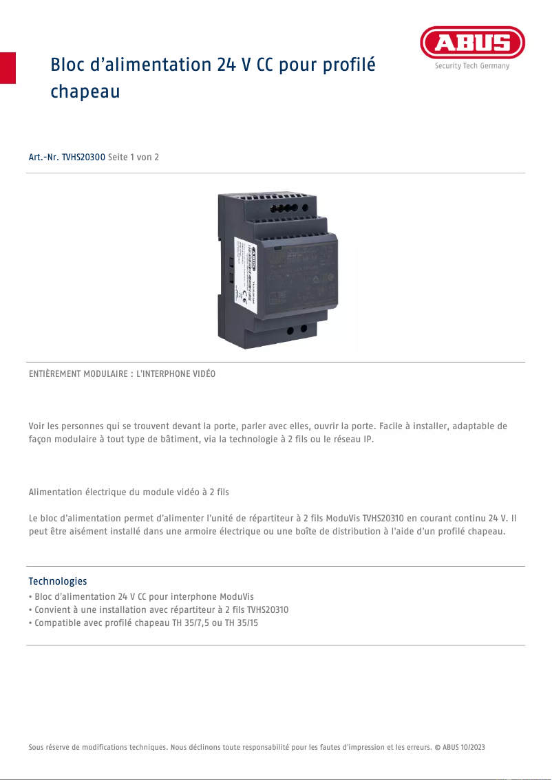 Image de la première page du manuel de l'appareil TVHS20300