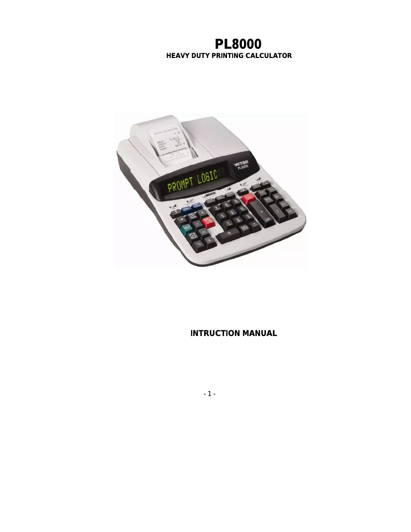 Image de la première page du manuel de l'appareil PL8000