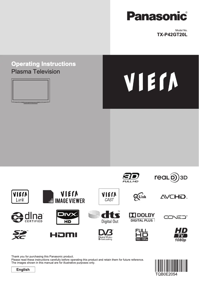 Image de la première page du manuel de l'appareil Viera TX-P42GT20L