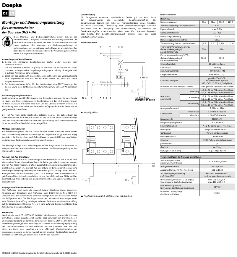 Página 1 del manual Manual de usuario Doepke DHS 4-125 NA