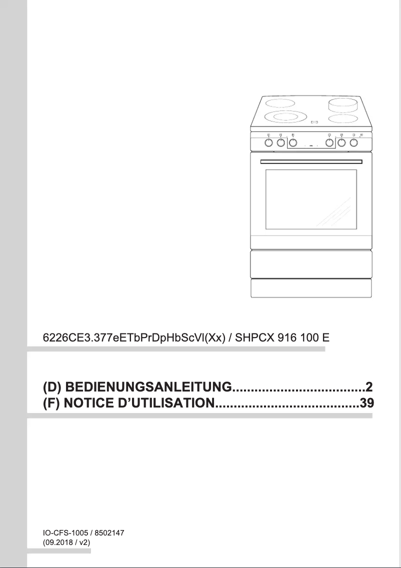 Imagen de la primera página del manual del dispositivo SHPCX 916 100 E