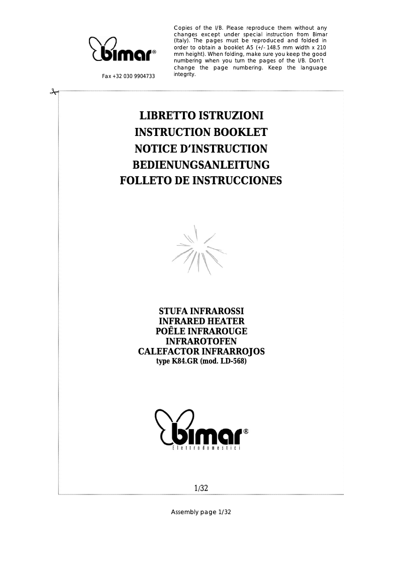 Página 1 del manual Manual de usuario Bimar K84.GR