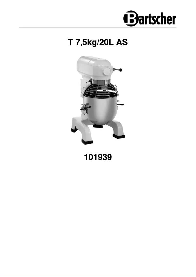 Page 1 de la notice Manuel utilisateur Bartscher 101933