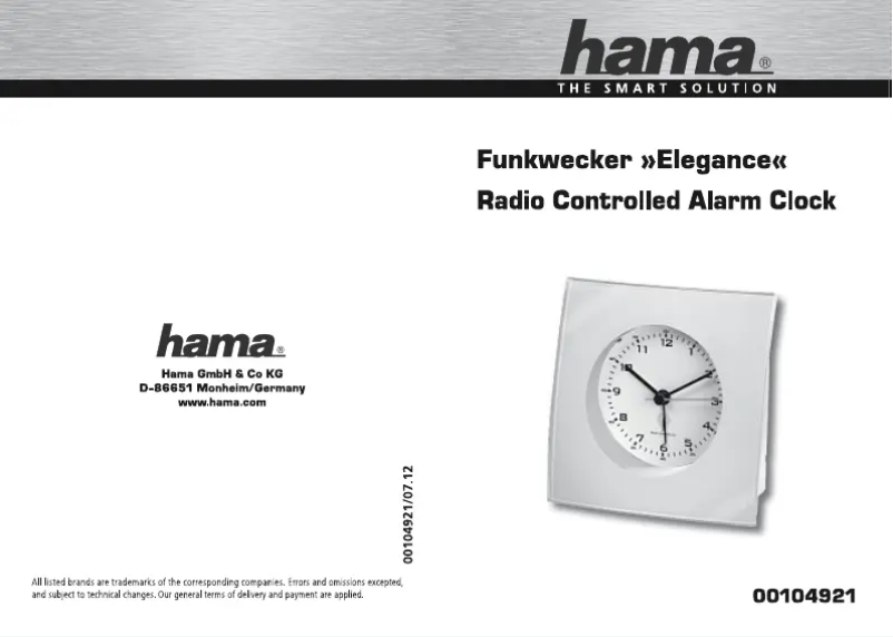 Page n°1 - Manuel utilisateur Hama 104921 Elegance