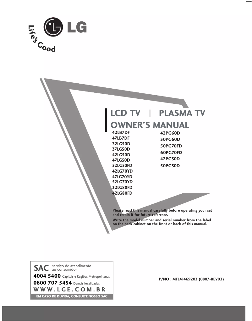 Page 1 de la notice Manuel utilisateur LG 3750D