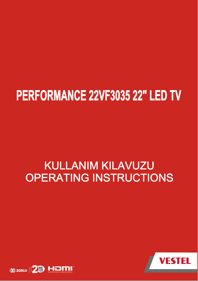 Page 1 de la notice Manuel utilisateur Vestel 22VF3035 LED TV