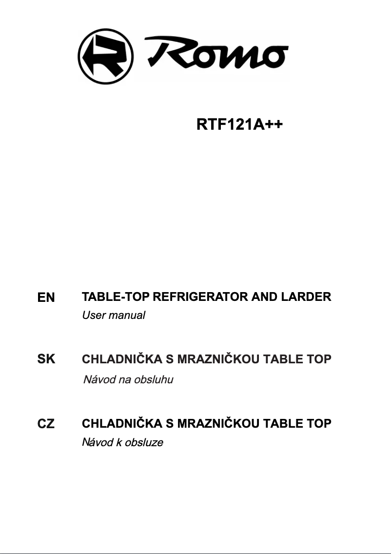 Page 1 de la notice Manuel utilisateur Romo RTF121A++