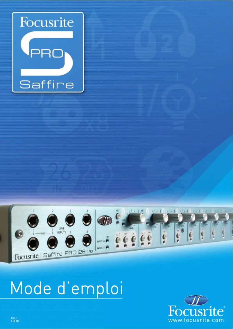 Page n°1 - Manuel utilisateur Focusrite Saffire Pro 26 i/o