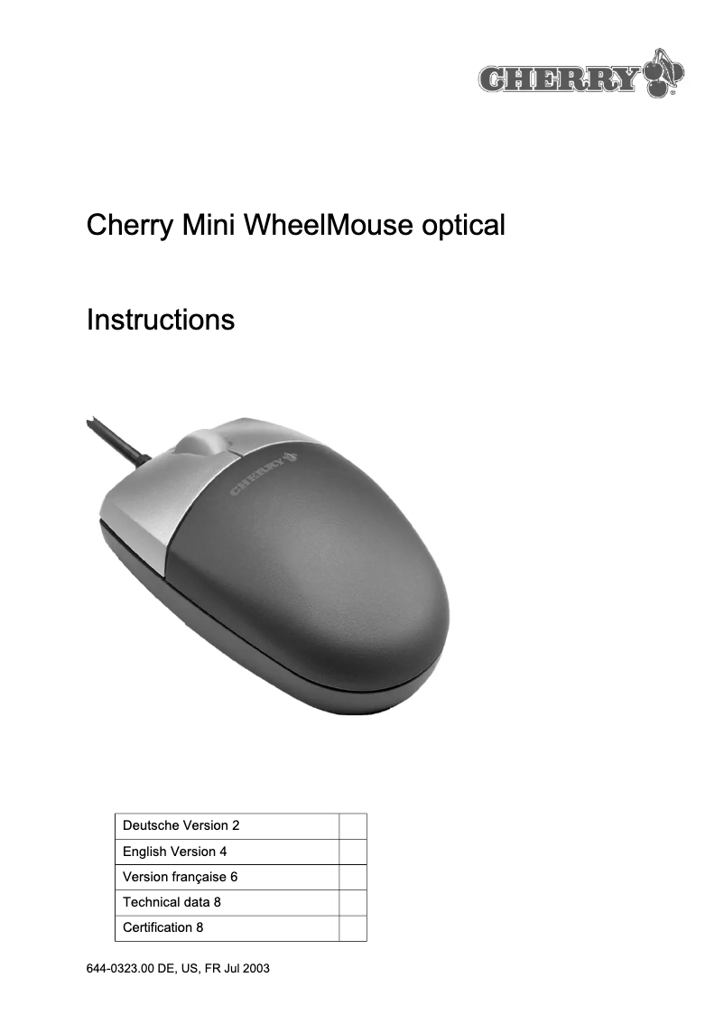 Page 1 de la notice Manuel utilisateur Cherry M-5010