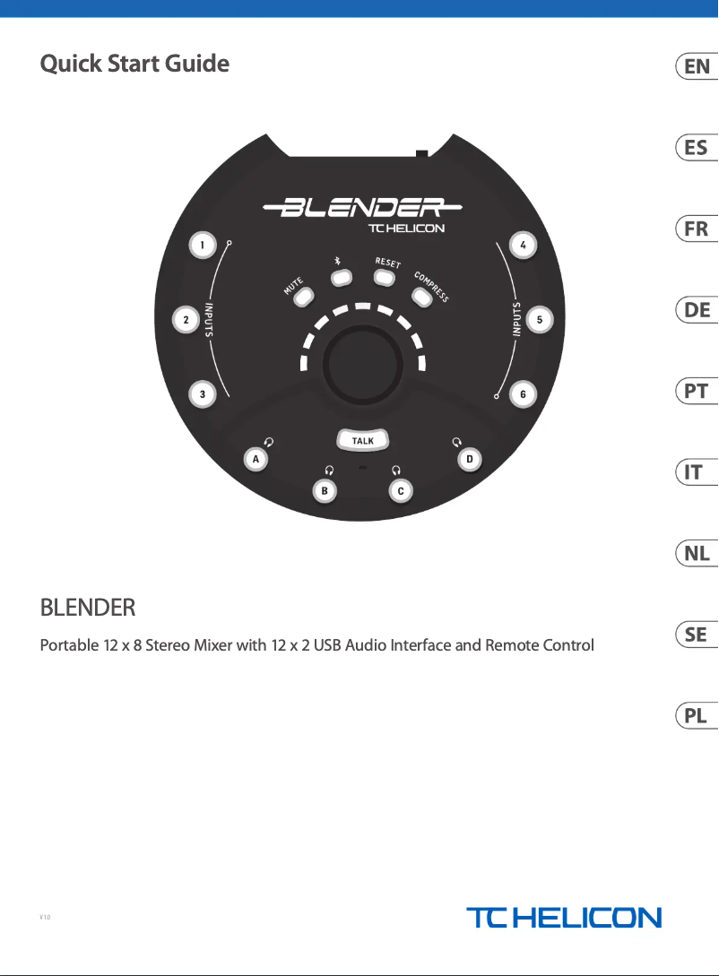 Page 1 de la notice Guide de démarrage rapide TC Helicon Blender