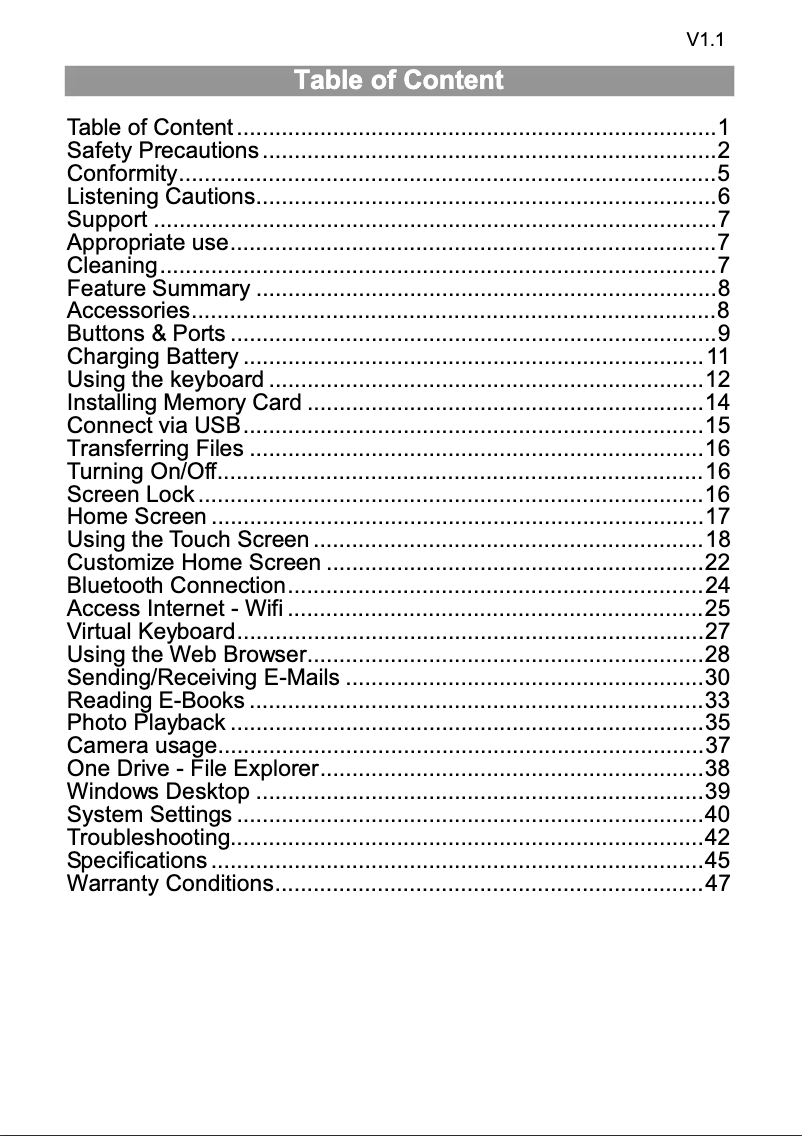 Page n°1 - Manuel utilisateur Odys Windesk X10