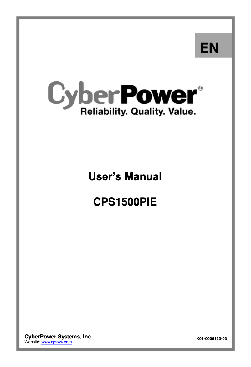 Image de la première page du manuel de l'appareil CPS1500PIE