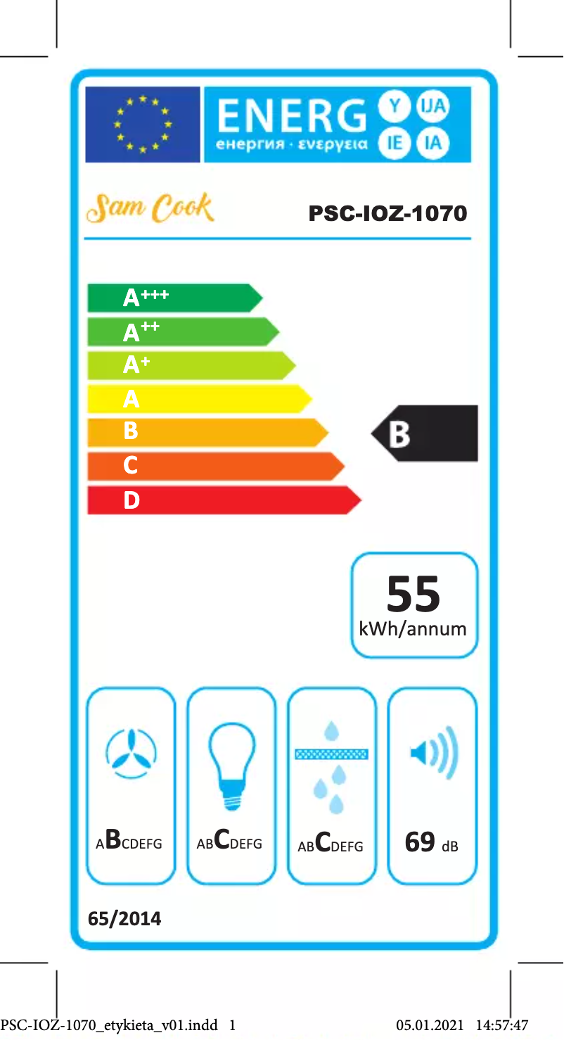 Page n°1 - Label énergétique Sam Cook PSC-IOZ-1070