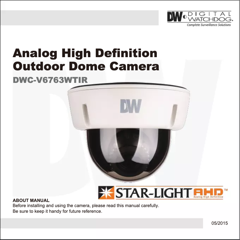Page 1 de la notice Manuel utilisateur Digital Watchdog Star-Light AHD DWC-V6763WTIR