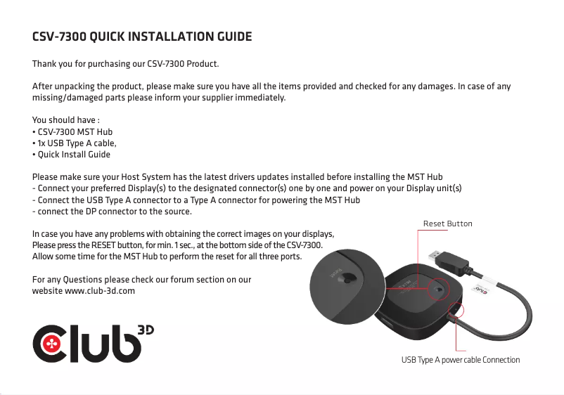Página 1 del manual Manual de usuario Club 3D CSV-7300